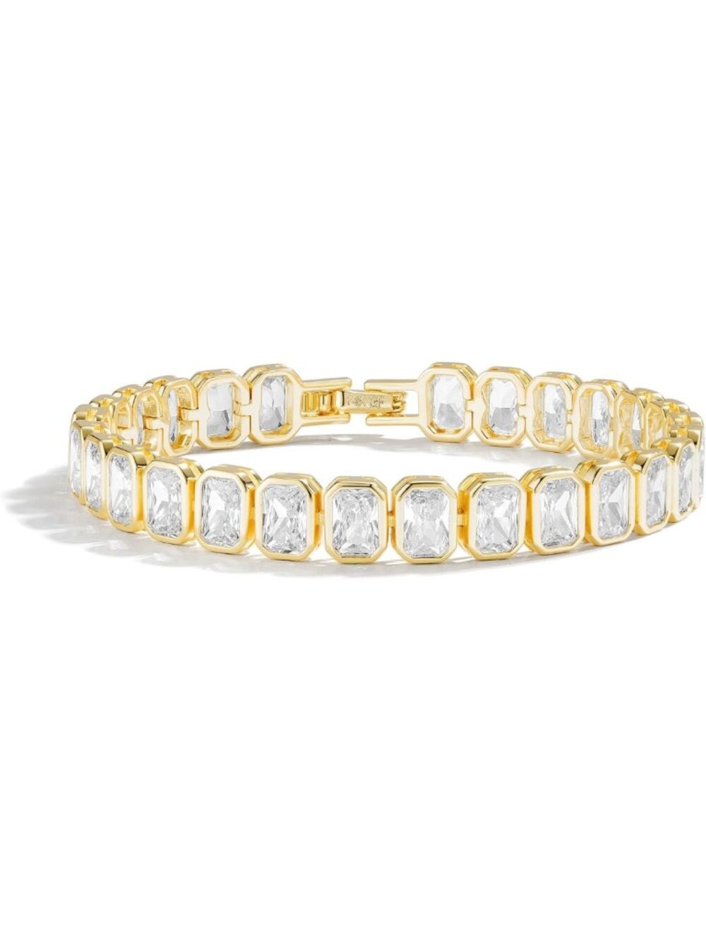 Elegant 14K Gold Tennis Bracelet for Women, Sparkling Bezel CZ Jewelry Gift